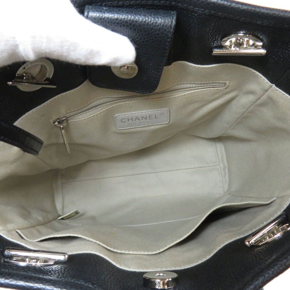 Chanel Deauville Silver Metal Fittings Tote Bag Leather - Picture 5 of 9